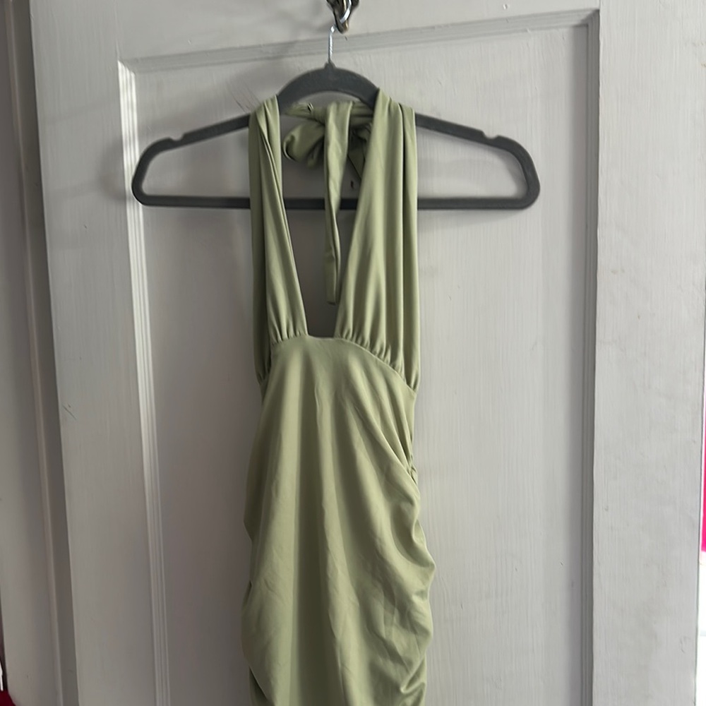 Elegant Green Halter Dress